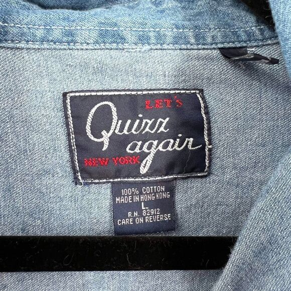 Vintage Christmas denim button down embroidered reindeer shirt Christmas large 1 - Picture 3 of 9